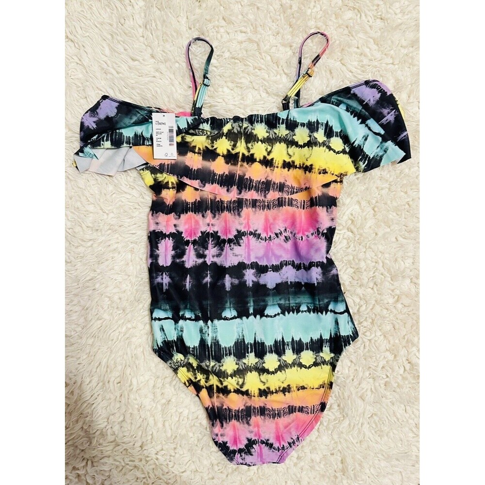 Sugar & Jade Tween Girls Tie Dye Black One Piece SZ L (12/14)NWT. MSRP $36.95.